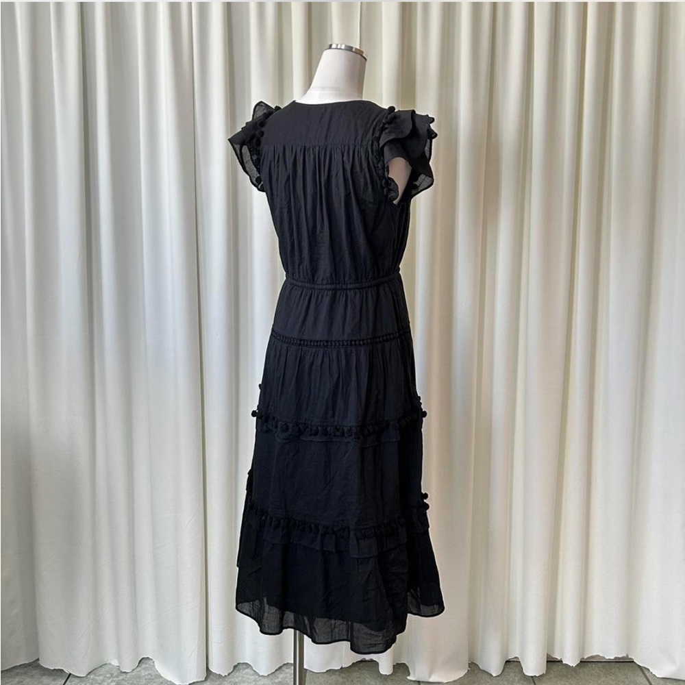 J. Crew Pom-pom Dress In Cotton Voile Black Size 6. - Picture 4 of 7